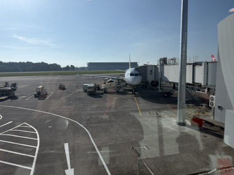 ブルネイ国際空港の滑走路に駐機する飛行機